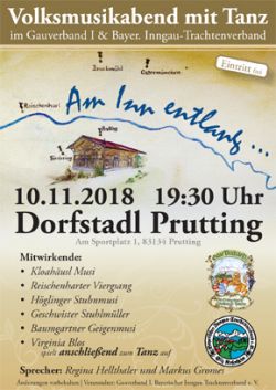 Einladung zum Volksmusikabend mit Tanz.
